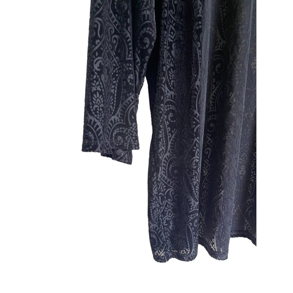 J. Jill Wearever Collection Black Velvet Burnout Floral Topper Cardigan Long Sle - Picture 3 of 6